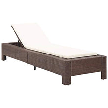 vidaXL Lettino Prendisole Regolabile Robusto con Cuscino Spesso Foderato con Zip Sdraio Chaise Longue Telaio in Acciaio Marrone in Polyrattan