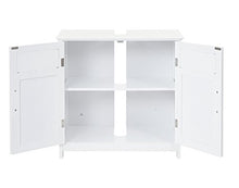 Mendler Arredo Bagno Serie HWC-A85 Legno Bambu e MDF Mobile sottolavabo Bianco