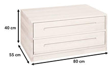 BioKinder Lina Credenza Cassettiera Letto con 2 cassettiere in Legno massello di Pino 80 x 55 x 40 cm Bianco smaltato, cassettiere Grigio smaltato