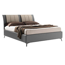 LettoFacile montalo in 30 Minuti - Letto Matrimoniale Onda Frame in Ecopelle Grigio/Beige - Struttura senza rete - Made in Italy (160 x 190 cm)