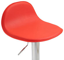 CLP Sgabello Design Lana V2 in Similpelle I Sedia Sgabello Cucina con Poggiapiedi E Schienale Girevole E Regolabile 58-79CM, Colore:Rosso, Colore del Telaio:Cromo