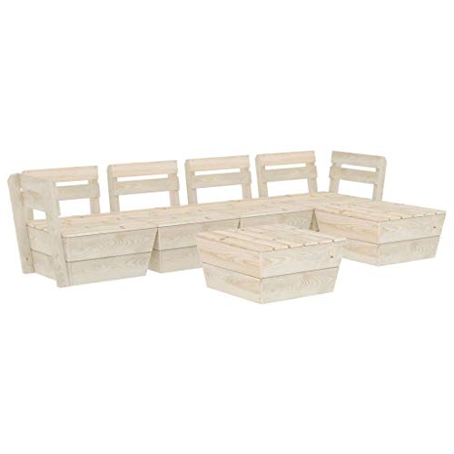 SKM Set Divani da Giardino su Pallet 6 pz in Legno Abete Impregnato (101kg) -3718