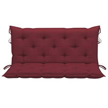 vidaXL - Altalena da giardino in legno di teak, con cuscino, altalena da giardino, terrazzo, esterno, 120 cm, colore: Rosso bordeaux