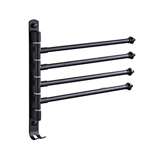 Portasciugamani da Parete, Portasciugamani girevole a 4 bracci pieghevole a parete for bagno, portasciugamani in alluminio nero con gancio for cucina Porta Salviette
