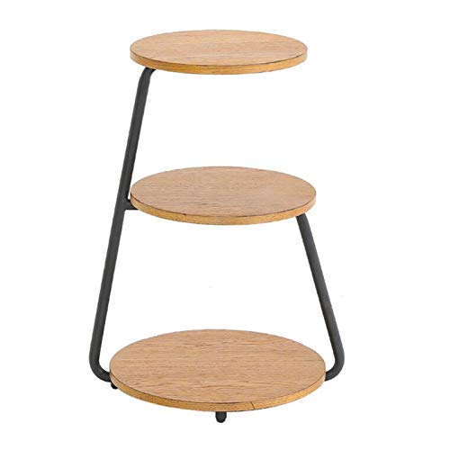 Jcnfa-Tavoli Tavolino Rotondo, Desktop a 3 Strati, mobili per Camera da Letto del Soggiorno, Tavolo Moderno (Color : Wood, Size : 17.71 * 14.96 * 24.01in)
