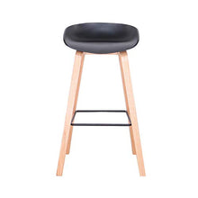 Uderkiny Set di 2 Sgabelli da Bar con Seduta in plastica e Gambe in Legno, sgabelli Alti, per Bar Cucina Ristorante taverna (Nero)