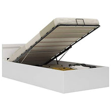 Tidyard Struttura Letto Singolo/Matrimoniale Moderno a Doghe con LED Rivestimento in Similpelle,Letto a Doghe,100x200cm,Bianco