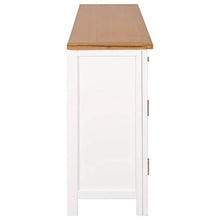 Credenza in legno massiccio con 3 cassetti e 3 ante, cassettiera per sala da pranzo, soggiorno, camera da letto, 110 x 33,5 x 70 cm, marrone e bianco