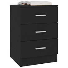 Tidyard Comodini Camera da Letto Moderni con 3 Cassetti in Truciolato Nero/Grigio Lucido,Comodino Moderno,Cassettiera Camera da Letto Moderna,Comodino con Cassetti 38x35x56 cm