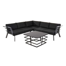 Gartentraum Gruppo Lounge Scuro con Tavolo - Nero - Angolo Lounge Porin