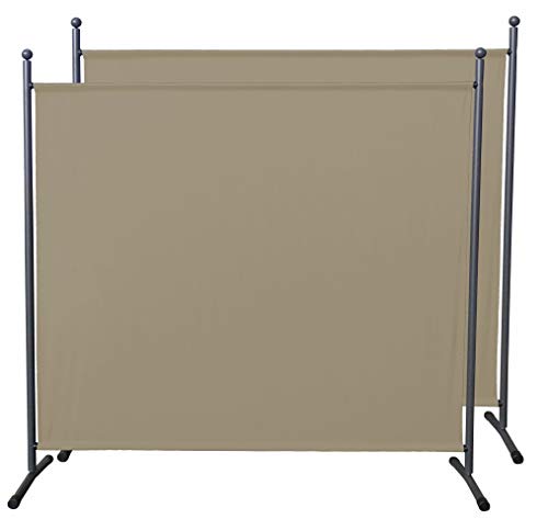 QUICK STAR 2 Pezzi Paravento da Giardino 180 x 178 cm Divisorio in Tessuto Balcone Protezione della Privacy Beige