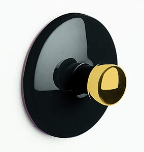Spirella - Gancio per asciugamani, autoadesivo, per bagno e cucina, "Bowl", senza viti, Ø 5 cm, colore: Nero/Oro