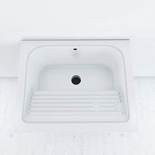 Inbagno Mobile Lavatoio, L.60xP.50xH.86.5, Bianco Lucido, vasca in Ceramica, con Strofinatoio integrato