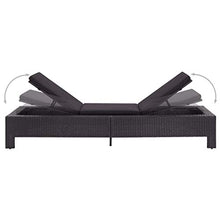 Festnight Lettino Prendisole, Lettini da Giardino con Cuscino, Sedie a Sdraio da Giardino in Polyrattan Nero