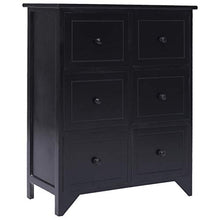 Lasamot Mobile Laterale con 6 cassetti Credenza Armadio di stoccaggio Armadio Hall per Soggiorno Camera da Letto Nero 60x30x75cm Legno di paulonia