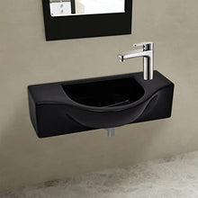 vidaXL Lavandino da Bagno in Ceramica Nera con Foro di Scarico Lavello Lavabo