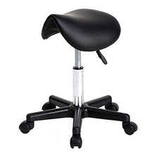 ZXYDD - Sgabello a sella con piedini piatti, girevole, regolabile, girevole, con sollevamento a gas, per parrucchieri, manicure, estetica, massaggi, spa, salone, sgabello nero