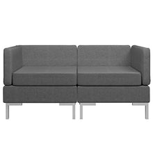 Tidyard Divani Centrali Modulari con Cuscini, Moderno Divano, Divano Ufficio, Divani da Soggiorno in Tessuto 2 pz Grigio Scuro