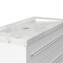 Mobile bagno marmo Bianco Carrara Damo 100cm,senza foro, bianco lucido