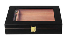 Nero di qualità del Cedro A Mano 20 Cigar Humidor, Dialogo Desktop Legno di Cedro Cigar Bagagli con Glasstop,01