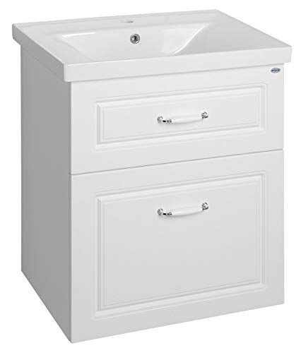Mobile sottolavabo con lavabo 65 cm sospeso bianco opaco Soft Close