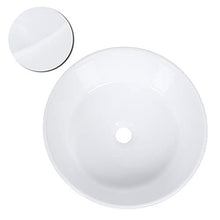 Lavabo da Appoggio Rotonda, Lavandino Bagno Moderno Lavabo da sospeso lavabo in Ceramica per Bagni, Lavello in Ceramica con Foro di Scarico, Bianco, Altezza: 15 cm