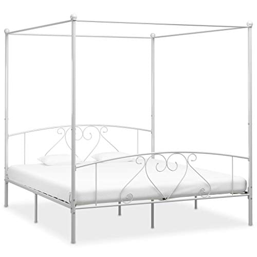 Festnight Giroletto Singolo/Matrimoniale Moderno Letto a Baldacchino Struttura in Metallo 90x200 cm/180x200 cm/160x200 cm /140x200 cm/100x200 cm