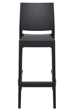 CLP Set 2 Sgabelli Bar Maya Impilabili In Polipropilene I Coppia Sedie Sgabello Alte Outdoor Con Schienale Alt 75CM, Colore:nero