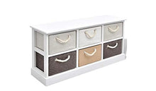 Credenza Bassa Soggiorno,6 Cassetti Mobile Contenitore Soggiorno Basso in Legno di Paulownia + Compensato Mobile Contenitore Decape Bianco Beige Grigio Marrone 95 x 28 x 47 cm