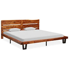 Tidyard Struttura Letto Giroletto Letto Matrimoniale in Legno in Legno Massello d'Acacia 200x 200 cm,Telaio Letto Matrimoniale in Legno Massello,Letto Matrimoniale in Legno Massello 200x200 cm