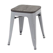 Poggiapiedi Sgabello da Bar HWC-A73 II impilabile Seduta in Legno Metallo Grigio