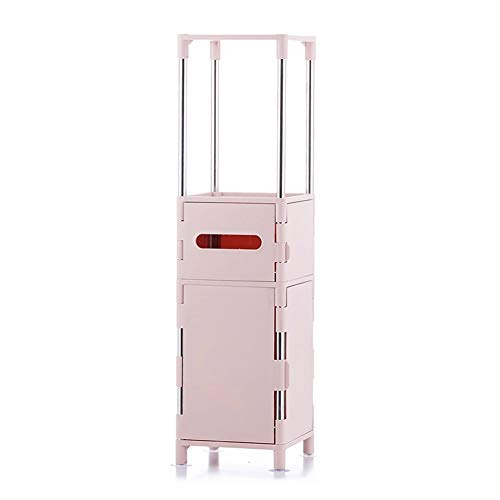 Armadietto WC Impermeabile,Plastica Armadietto Mobiletto con Ante, per Abiti Scarpe Giocattoli Libri, Facile da Assemblare(Rosa),Elite