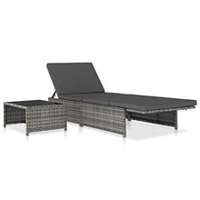 Tidyard Lettini Prendisole con Tavolo in Polyrattan, 2 pz Lettini da Giardino, Sedie a Sdraio da Giardino Grigio
