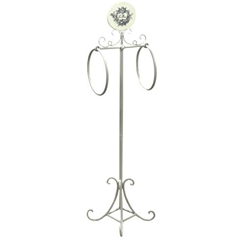 Vacchetti Giuseppe 6214320000 Portasciugamani Le Bain a Stelo, 2 Anelli, Metallo, Bianco, 25x24x98 cm