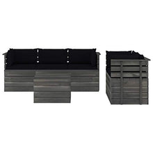 FAMIROSA Set Divani da Giardino su Pallet 6 pz con Cuscini Massello Pino-1894