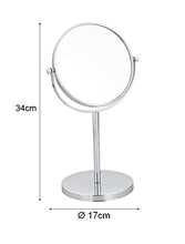 axentia Specchio da trucco da tavolo bifacciale rotondo, specchio cosmetico con faccia normale e faccia ingrandente 3x, Ø ca. 17 cm, argento