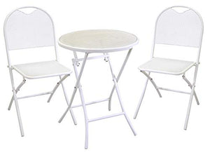 Set Tavolo e 2 Sedie Pieghevoli da Giardino in Ferro Lucca Bianco