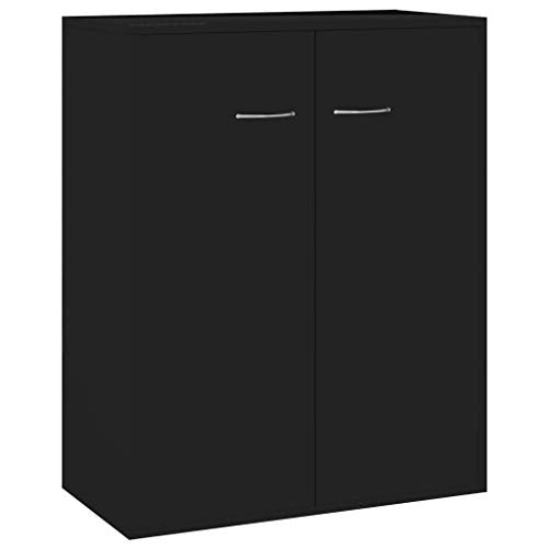 Lsqdwy Credenza Comodino, Comodino, cassettiera per casa Soggiorno Camera da Letto Nero Lucido 60x30x75 cm truciolare