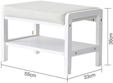 YANG Wooden Shoe Rack Cambio di Scarpe da banco Bagagli Petto Guardaroba Dressing Table Sgabello Imbottito Poggiapiedi Ottomana Carico Massimo 250kg, 55x33x36cm