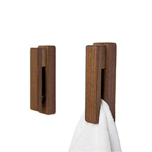 JINMURY Porta Asciugamani Moderno in Legno, Set di 2 Ganci Autoadesivi da Parete Per Asciugamani da Bagno e Cucina, Durevole, di Facile Installazione, Noce Nera