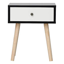Comodini Camera con Cassetti,Set 2 Moderni Tavolini Laterale, tavolino per Divano, Organizer per Camera da Letto, Conservazione per Soggiorno (Nero e Bianco, 40 x 30 x 50 CM)