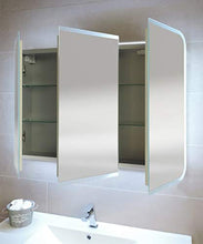 Specchiera specchio bagno pensile contenitore 3 ante, fascia led, cm.70x95x13