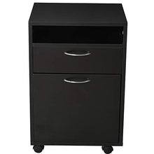 homcom Cassettiera Portadocumenti da Ufficio in Legno Nero con 2 Cassetti, 4 Ruote Ominidirezionali, 40 x 35 x 60cm