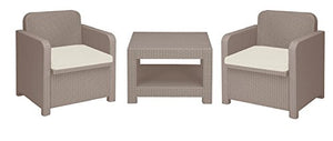 Set Rattan Giardino 2 poltrone e tavolino con Cuscini Giglio
