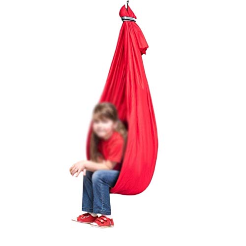 LICHUXIN Therapy Swing Hardware incluso con esigenze speciali amaca regolabile per bambini Active Aerial Yoga Swing ideale per autismo ADHD Sensory (colore : Rosso, Dimensioni: 100x280cm/39x110in)