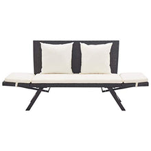 Tidyard Panchina da Giardino con Cuscini 176 cm Nera in Polyrattan, Panchina da Giardino, Panchina da Esterno