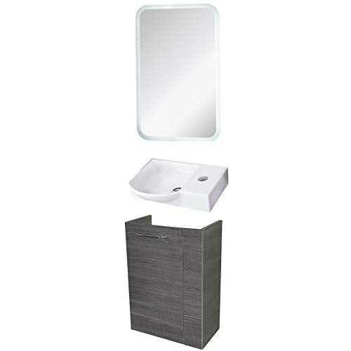 Fackelmann – Set di mobili da Bagno vadea Ospiti WC 3 Pezzi 45 cm Antracite con mobiletto da Bagno & Ceramica Bacino & LED Specchio Element