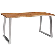 vidaXL Legno Massello d'Acacia Tavolo da Pranzo Interni Stile Industriale Bordi Vivi Arredo Cucina Tavola 160x80x75 cm Telaio in Acciaio Inox