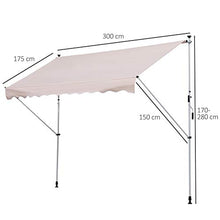 Outsunny Tenda da Sole a Bracci con Manovella, Struttura Telescopica in Metallo e Parasole in Poliestere 300x150cm