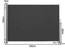 ybaymy Tenda da sole laterale, tenda da sole, tenda da sole laterale, estensibile, protezione dal vento, resistente ai raggi UV, per terrazze, balconi, giardini e parchi da gioco, 160 x 300 cm